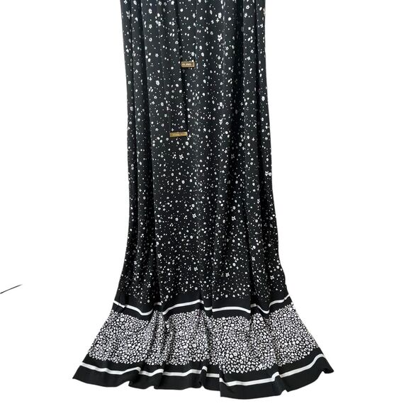 Michael Kors Nora Print Border Maxi Dress Sz XS Floral Wrap Tie Sleeveless - Picture 6 of 14